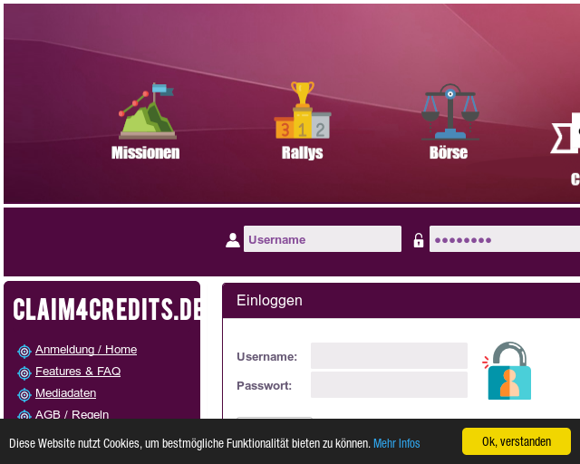 Screenshot der Webseite Claim4Credits Claim4Credits